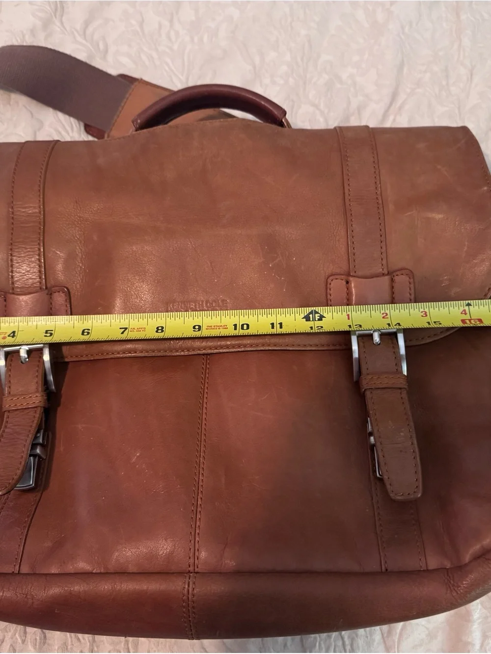 Kenneth Cole Reaction Cognac Leather Messenger Bag